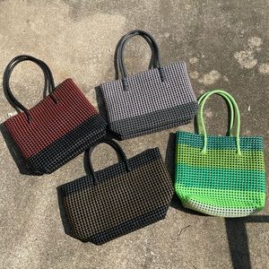 4 piece lot ! Upcycled woven plastic market bags !!